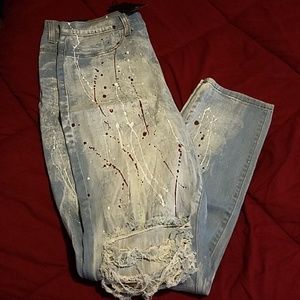 Distressed Skinny Jeans - Light Blue